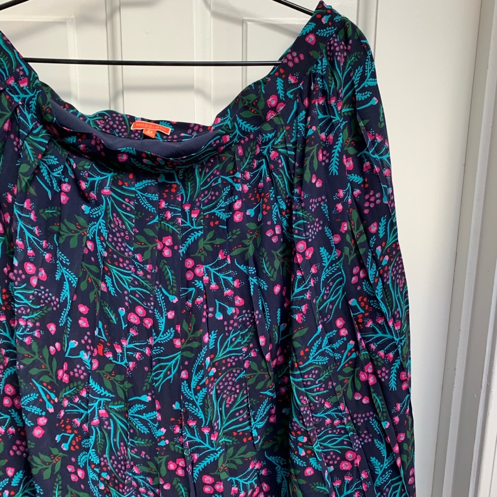 ModCloth Navy  Floral Pleated Skirt - Picture 5 of 7
